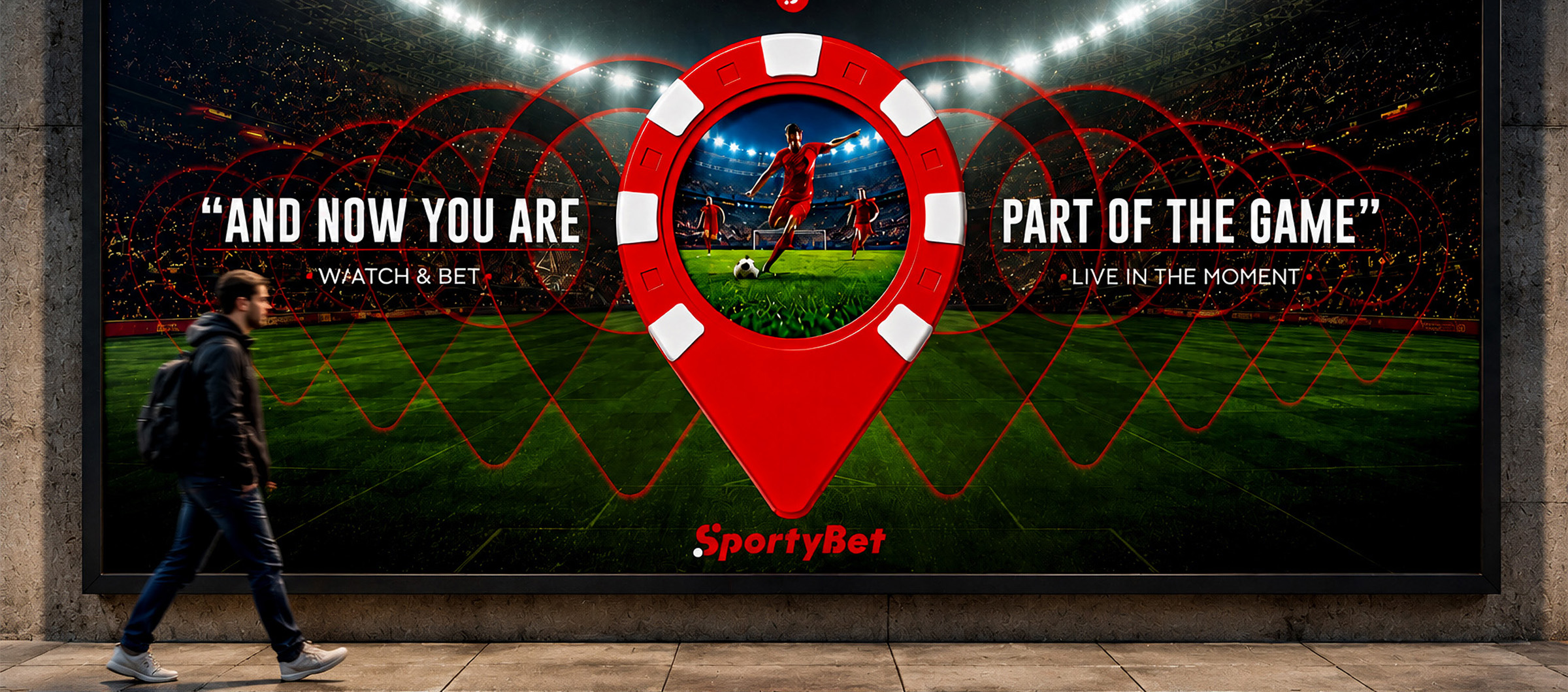 SportyBet football campaign displayed on a city billboard